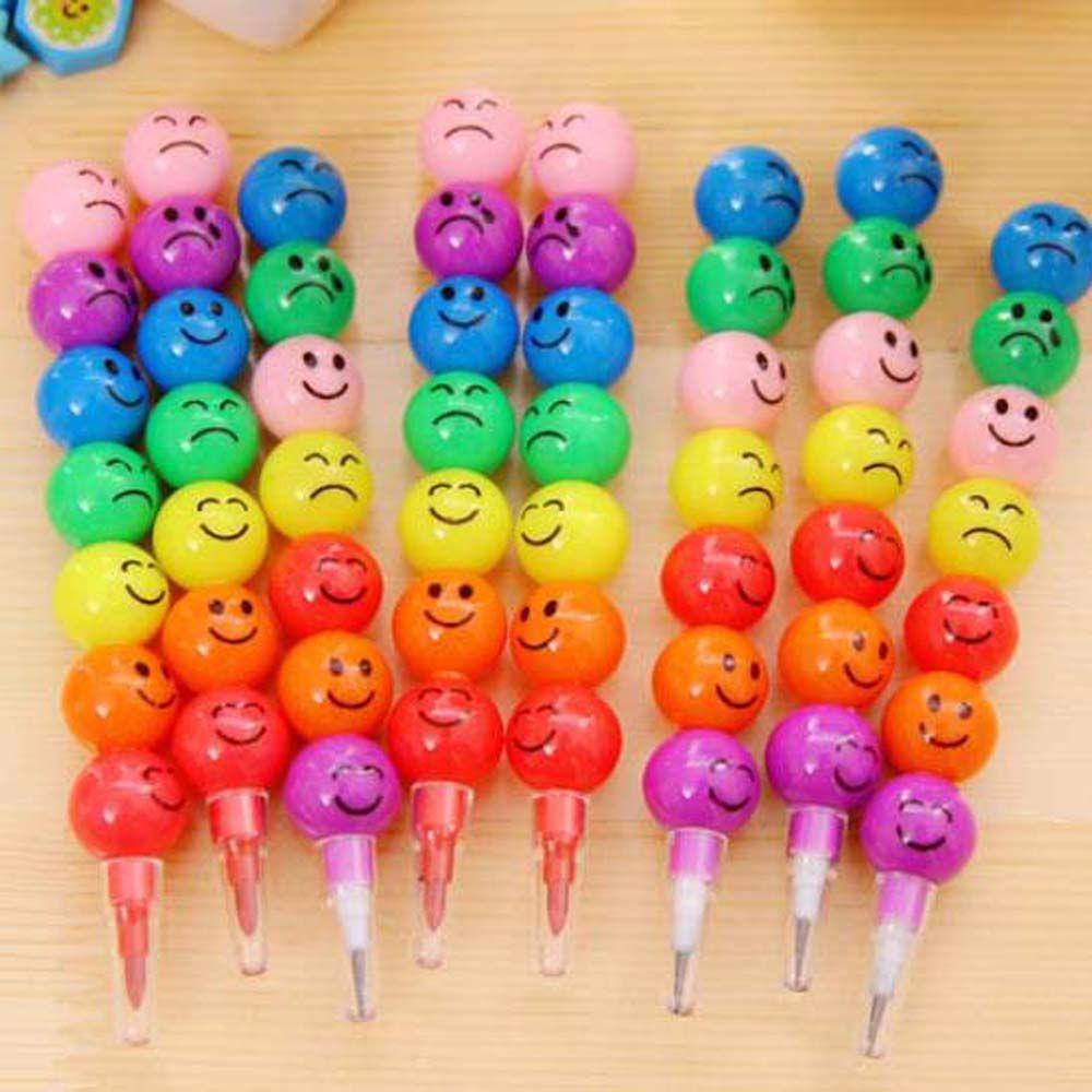 Bộ Bút Chì 7 Màu Vẽ Mặt Cười Dễ Thương Dùng Làm Quà Tặng Cho Bé