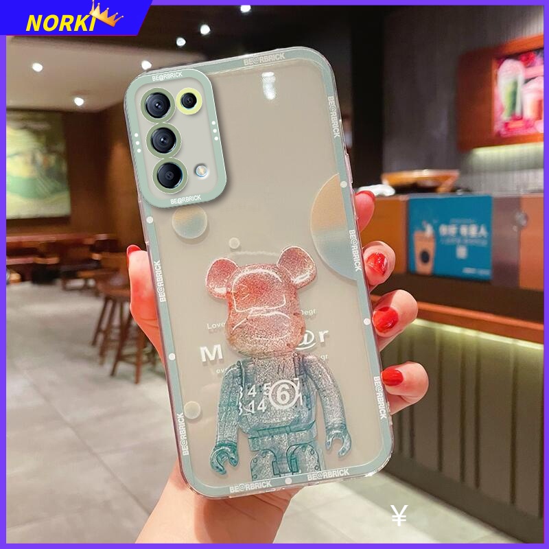 Ốp Điện Thoại Silicon Bảo Vệ Camera In Hình Gấu Dễ Thương Cho OPPO Reno 7 7SE 7Pro 7Z 6 6Z 6Pro 5 5Pro 5F 4 4F 2 2F 2Z