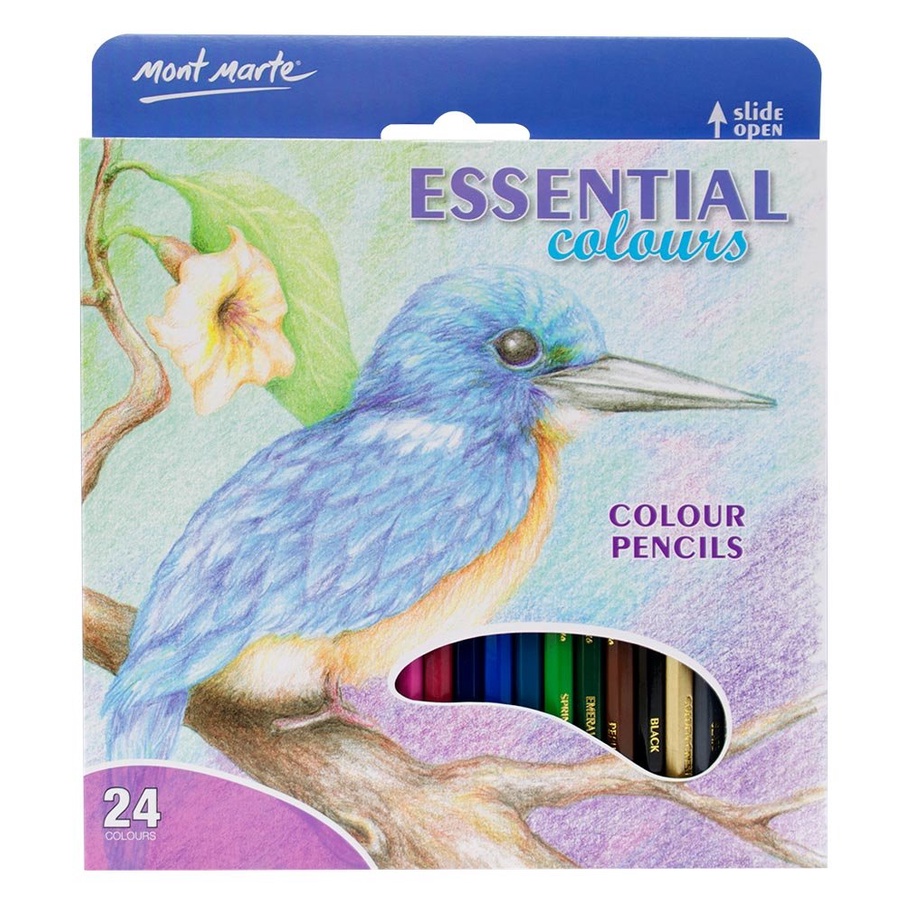 Cá Chép - Bộ bút chì màu Mont Marte Colour Pencils 24pc - Essential Colours - MM-MPN0095
