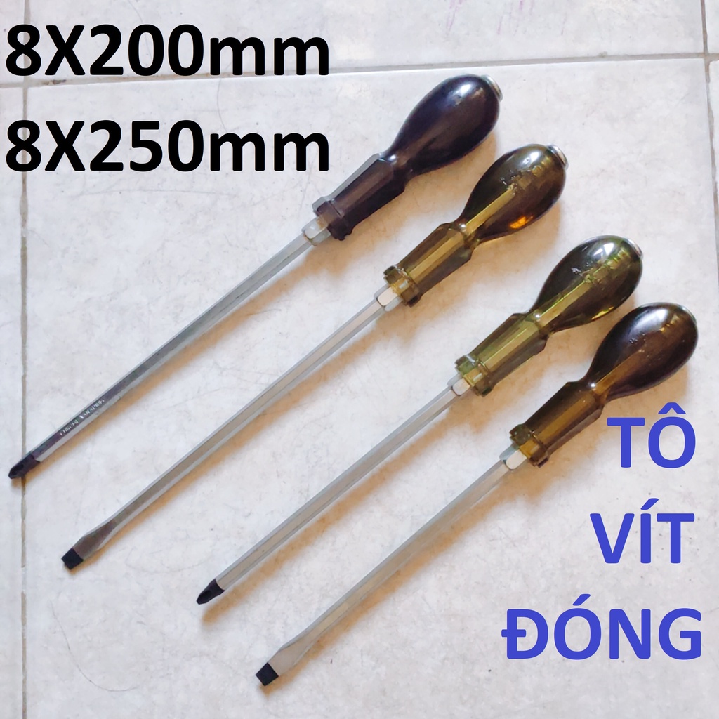 Combo 8 cái tô vít đóng, Đủ size, 2 cạnh/ 4 cạnh