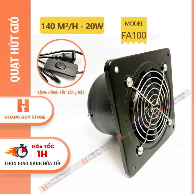 Quạt Hút Thông Gió FD 100 / FA 100 - Sức Gió 140 m3/h - Công Suất 20W - Quạt Hút Mùi Nhà Bếp, Phòng Ngủ, Nhà Vệ Sinh