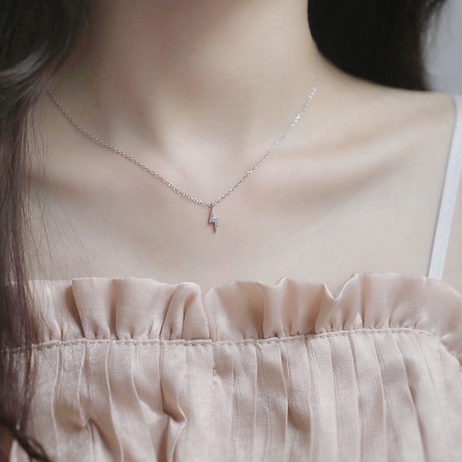 Dây chuyền bạc ý 925 sấm sét đính đá vòng cổ nữ