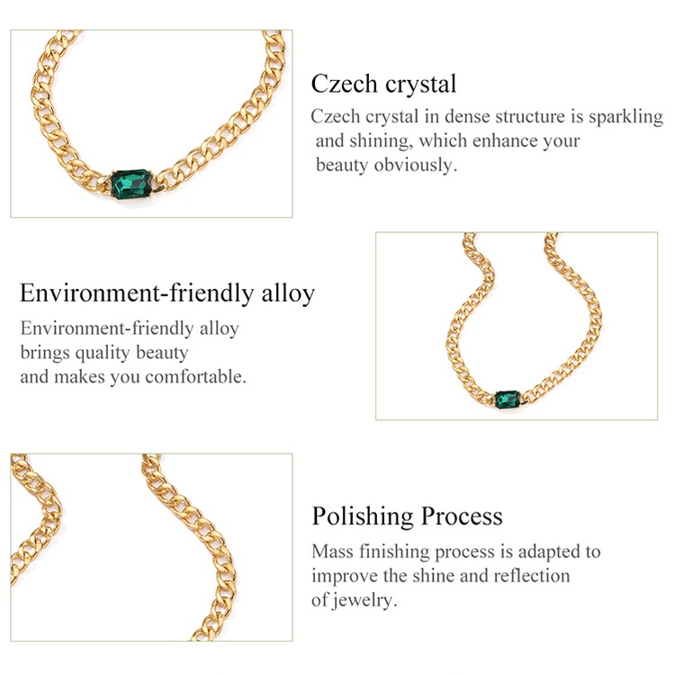 Dây chuyền Bamoer AIN027 46cm đính đá xanh lá thời trang cho nữ