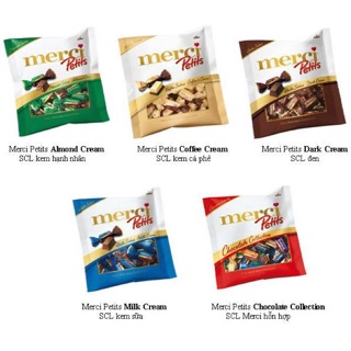 (Sỉ) Hộp 12 gói x 125g/ gói Kẹo Merci Petits socola mẫu mới