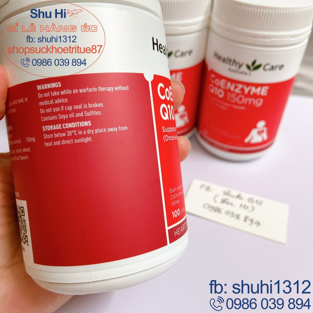 Viên uống bổ tim mạch healthy care coenzyme q10 150mg 100 viên úc