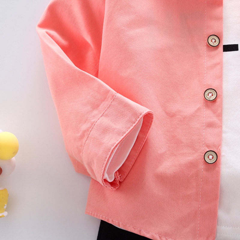 BEAR LEADER Bộ 3 Món Áo Sơ Mi In Chữ + Quần Dài Màu Trơn Thời Trang Mùa Thu Cho Bé Trai