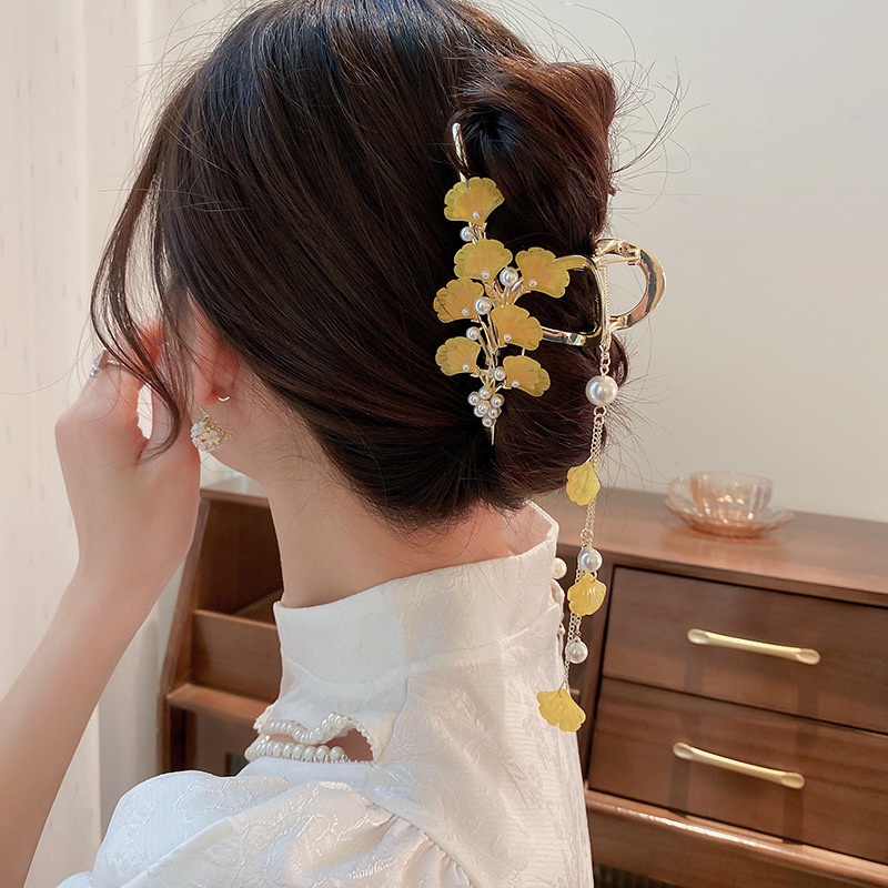 Kẹp tóc kim loại HAIMEIKANG đính đá và ngọc trai thời trang cho nữ
