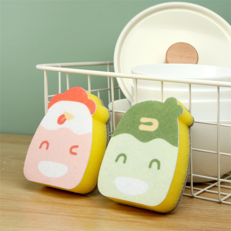 Miếng Rửa Bát Chén, Miếng Bọt Biển Rửa Bát Đĩa Hoạ Tiết Xinh Xắn, Dụng Cụ Cọ Rửa Trong Nhà Bếp Đa Năng, Tiện Dụng