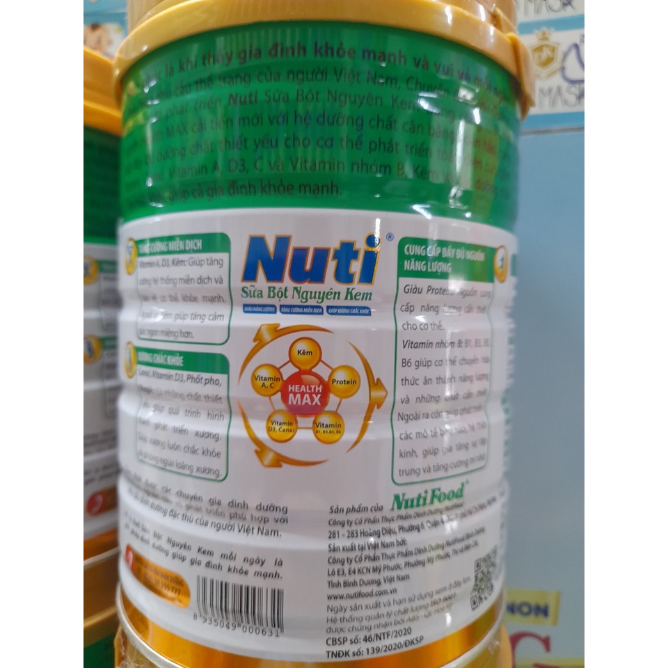 Lon Sữa Bột Nuti Nguyên Kem Nutifood 900g Bổ Sung Dinh Dưỡng Cho Mọi Lứa Tuổi Giúp Tăng Cường Sức Khỏe