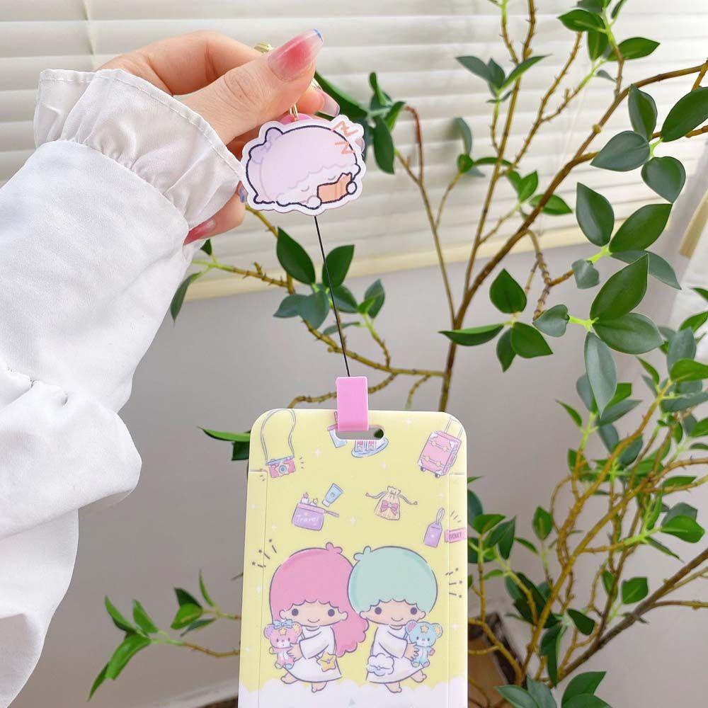 LANFY Ví Đựng Thẻ ID / Thẻ ID / Xe Buýt Họa Tiết Hoạt Hình Chú Thỏ / Cún Cinnamoroll Dễ Thương Kèm Móc Khóa Tiện Dụng