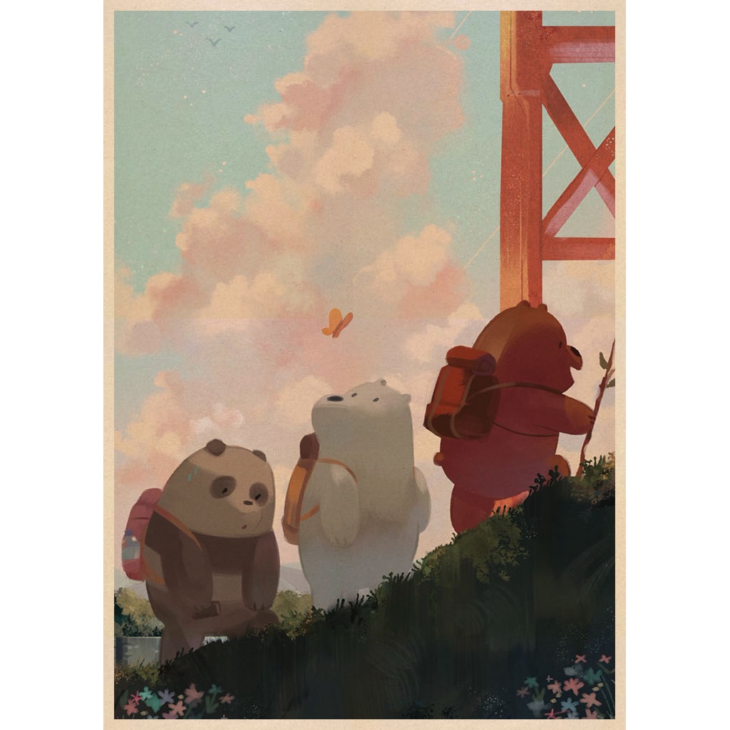 Miếng Dán Tường Trang Trí Hình Hoạt Hình We Bare Bears