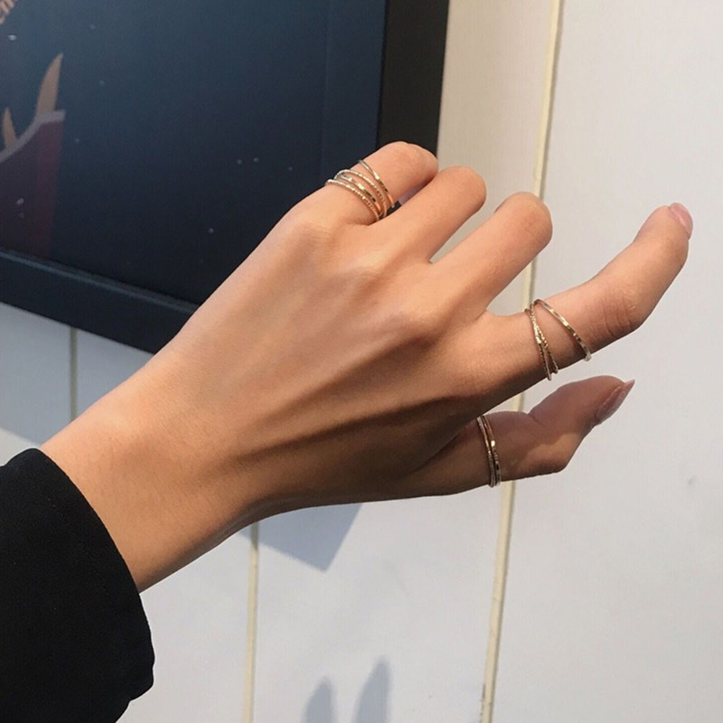 Set 10 Nhẫn Đeo Tay Kim Loại Đính Đá Phong Cách Hàn Quốc Cho Nữ