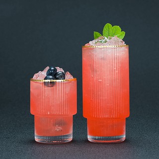 ins net red cocktail glass lead-free crystal juice drink cup simple water glass striped straight glass Colin cup