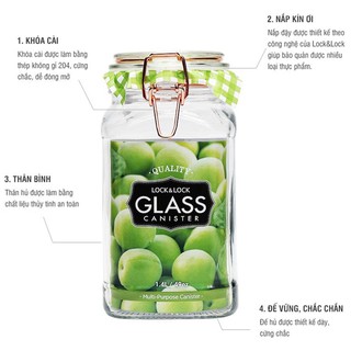 BỘ 2 HŨ THUỶ TINH ĐỰNG THỰC PHẨM LOCK&LOCK - 1.4L