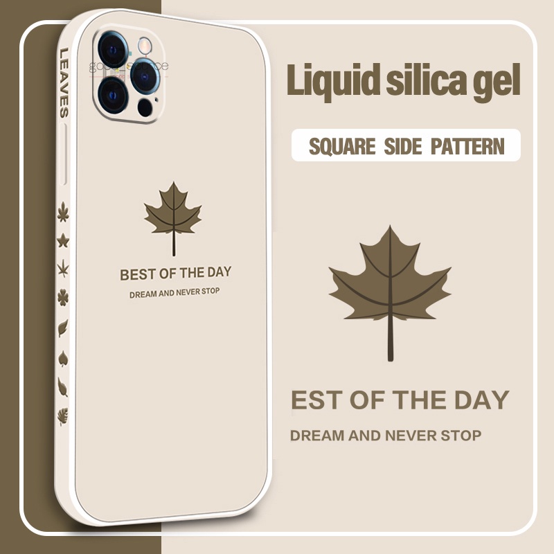 Sang trọng Maple Leaf Patterned Silicone Lỏng Trường Hợp Cho VIvo S1 V15 V20 pro V11i X50 pro X60 Y83 Y81i Original Vuông Silicone Màu Sắc Điện Thoại Bìa