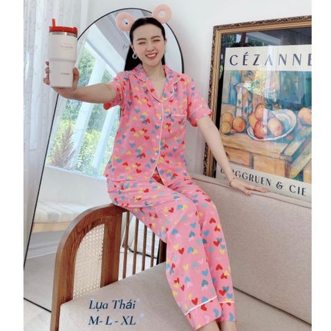 Đồ Bộ Pyjama Tay Cộc Quần Dài Lụa Mặc Nhà Đẹp Mát Mẫu MớiGiảm 10K Đơn 200K