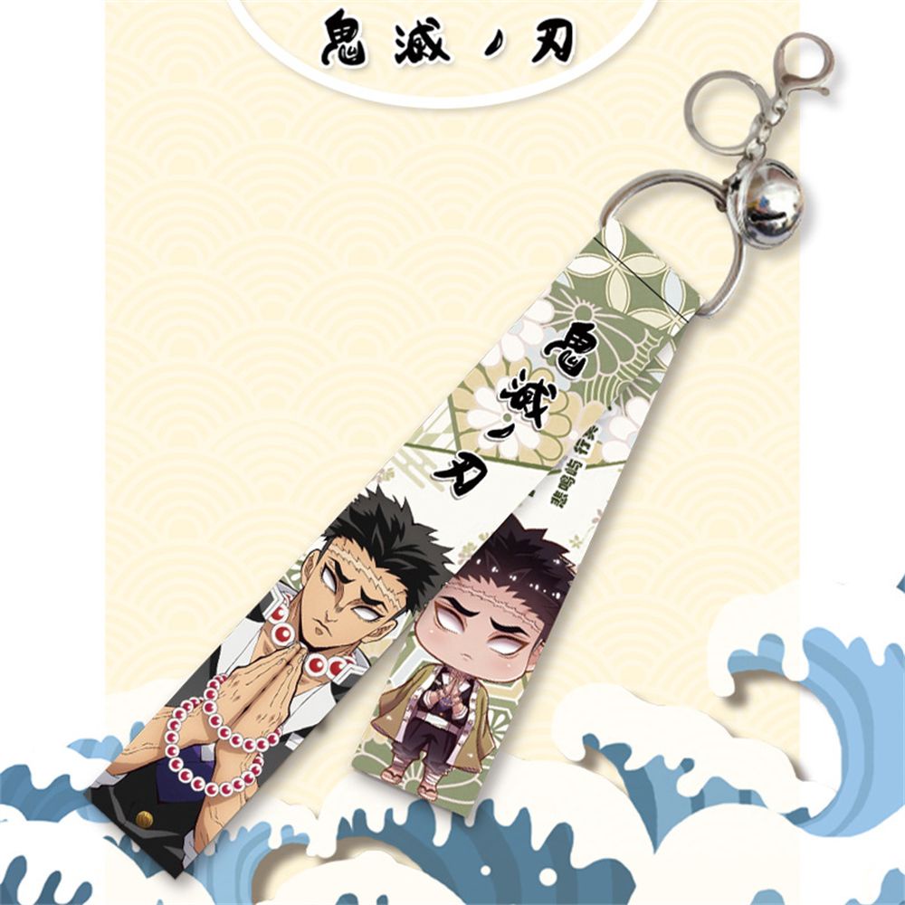 [Ready Stock] Demon Slayer Blade Tanjiro Nezuko Backpack Ornament Double-sided Ribbon Keychain