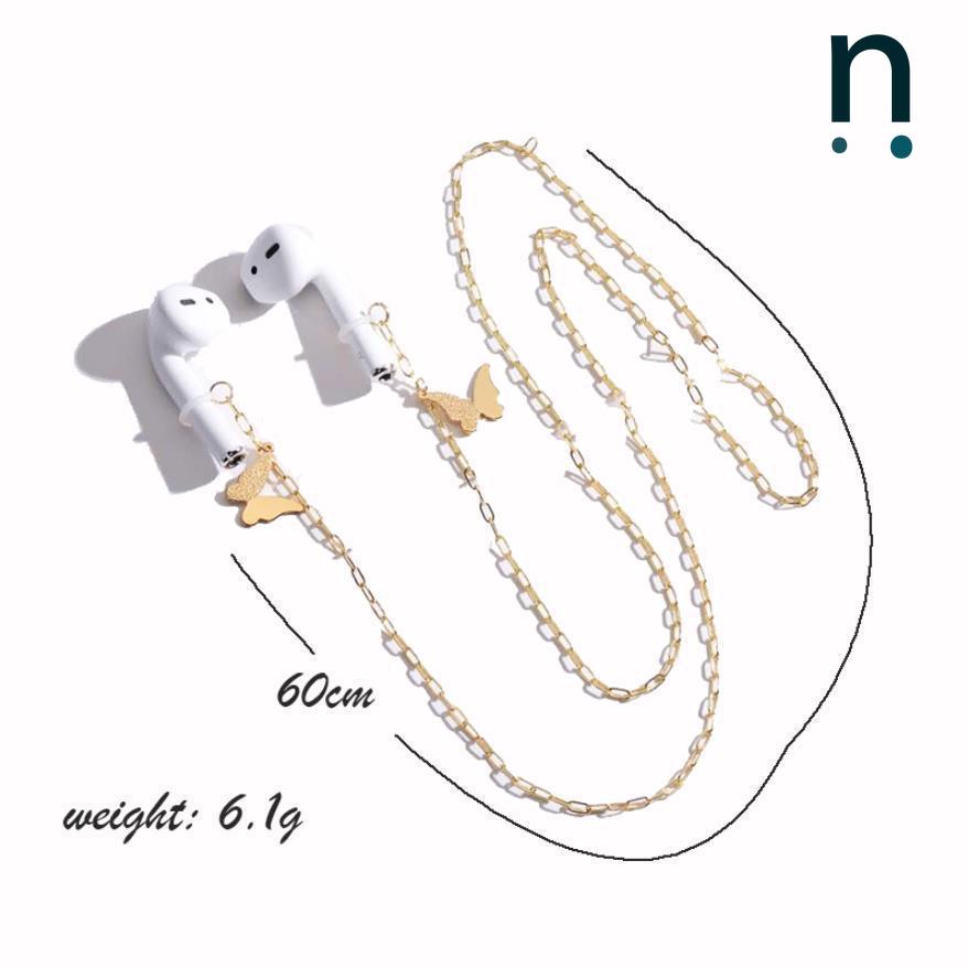 Tai nghe không dây AIRPODS chống mất dây chuyền Hàn Quốc Đi làm bằng kim loại tinh tế mờ bướm chống mất dây chuyền phổ quát | BigBuy360 - bigbuy360.vn