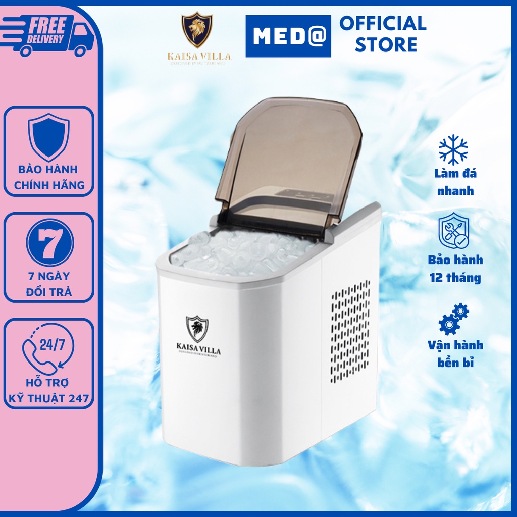 Máy làm đá viên mini tự động KAISA VILLA chính hãng, đông đá nhanh trong 6 phút, bảo hành 1 năm