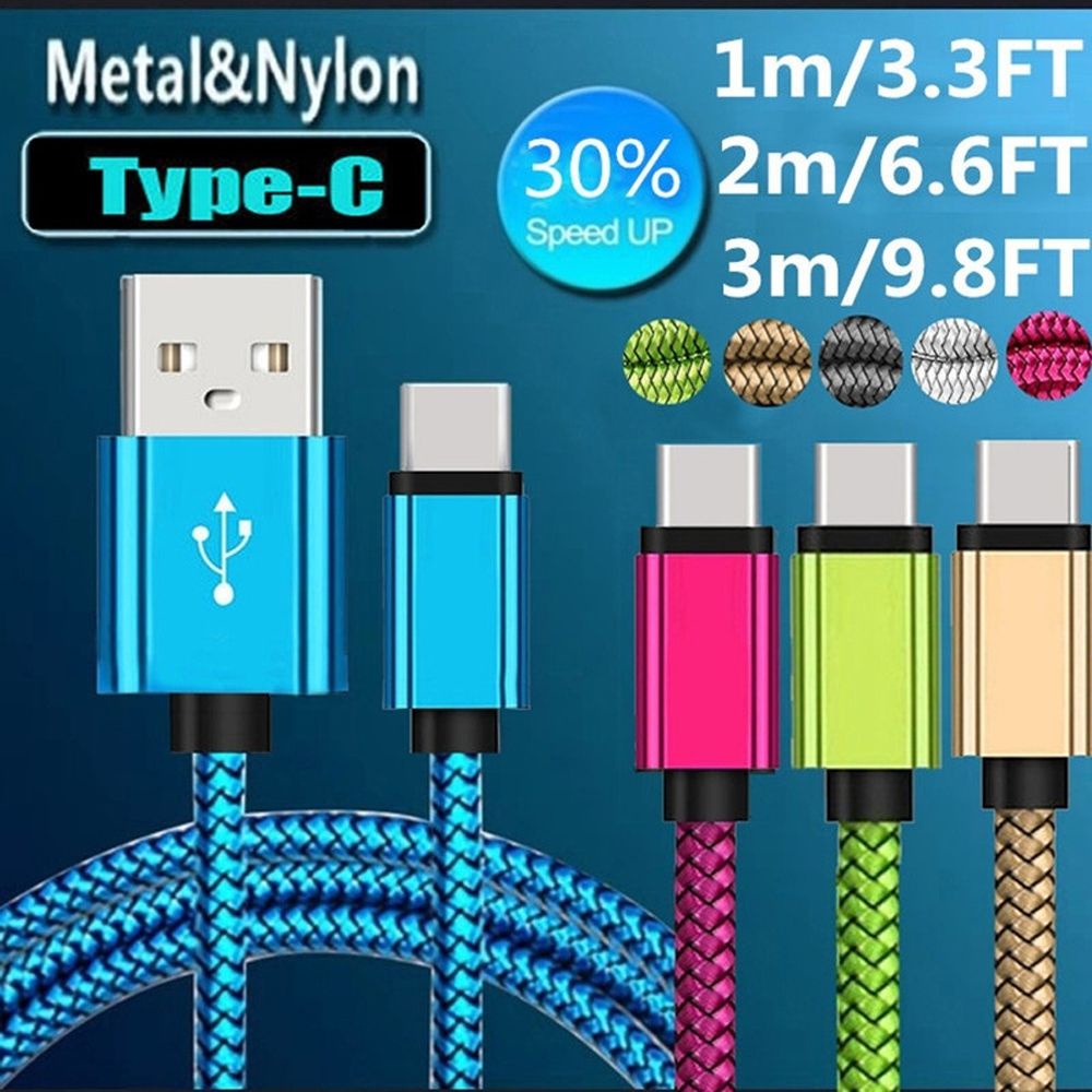 Dây cáp sạc nhanh Usb 2.0 nhiều màu sắc tuỳ chọn dài 1m/ 2m/ 3 cho Samsung Galaxy S10 S9 Huawei P30 P20