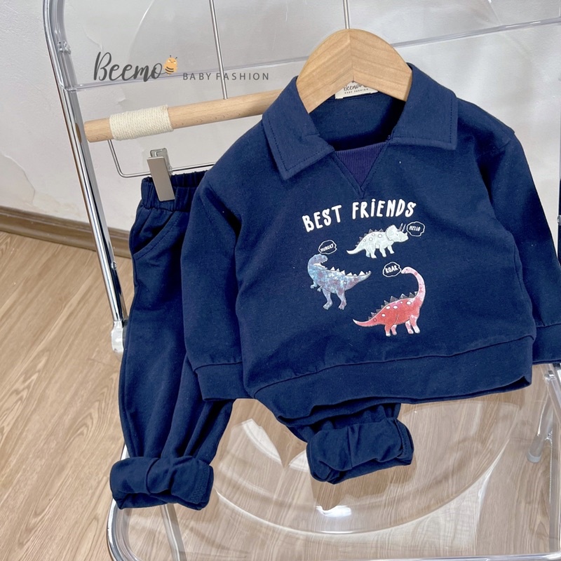 Bộ dài tay Polo khủng long bé trai