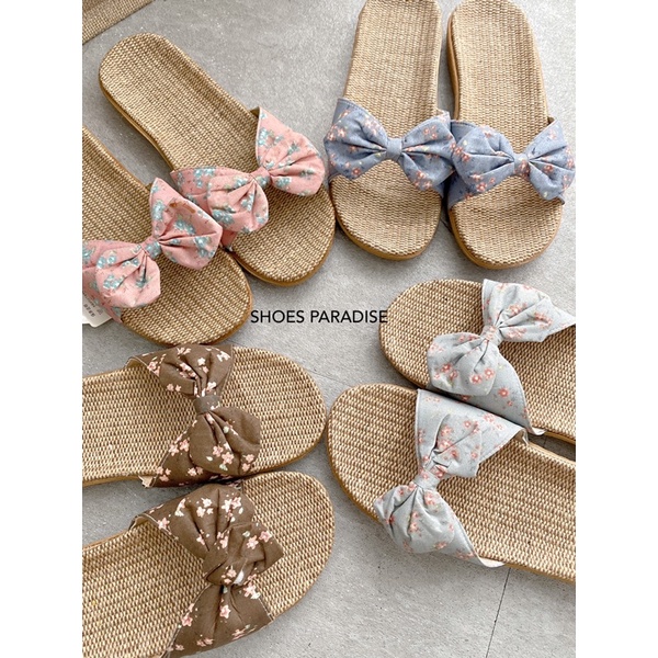 Dép Cói Nơ Bông Nhỏ Nhẹ và Êm Dễ Mang,Tiện Lợi đi Du Lich,Văn Phòng...