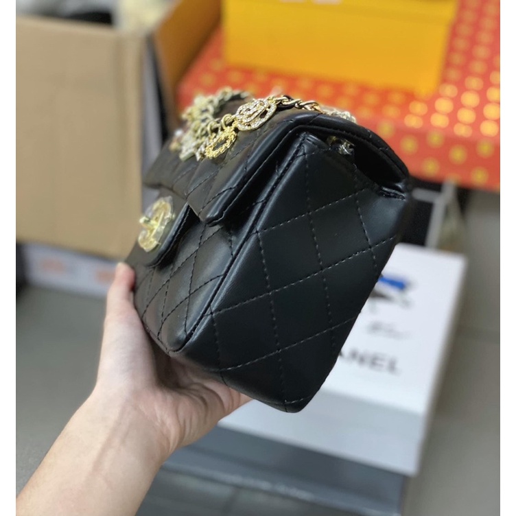 Túi đeo chéo nữ cn classic 5 kèm phụ kiện đính đá hàng Super