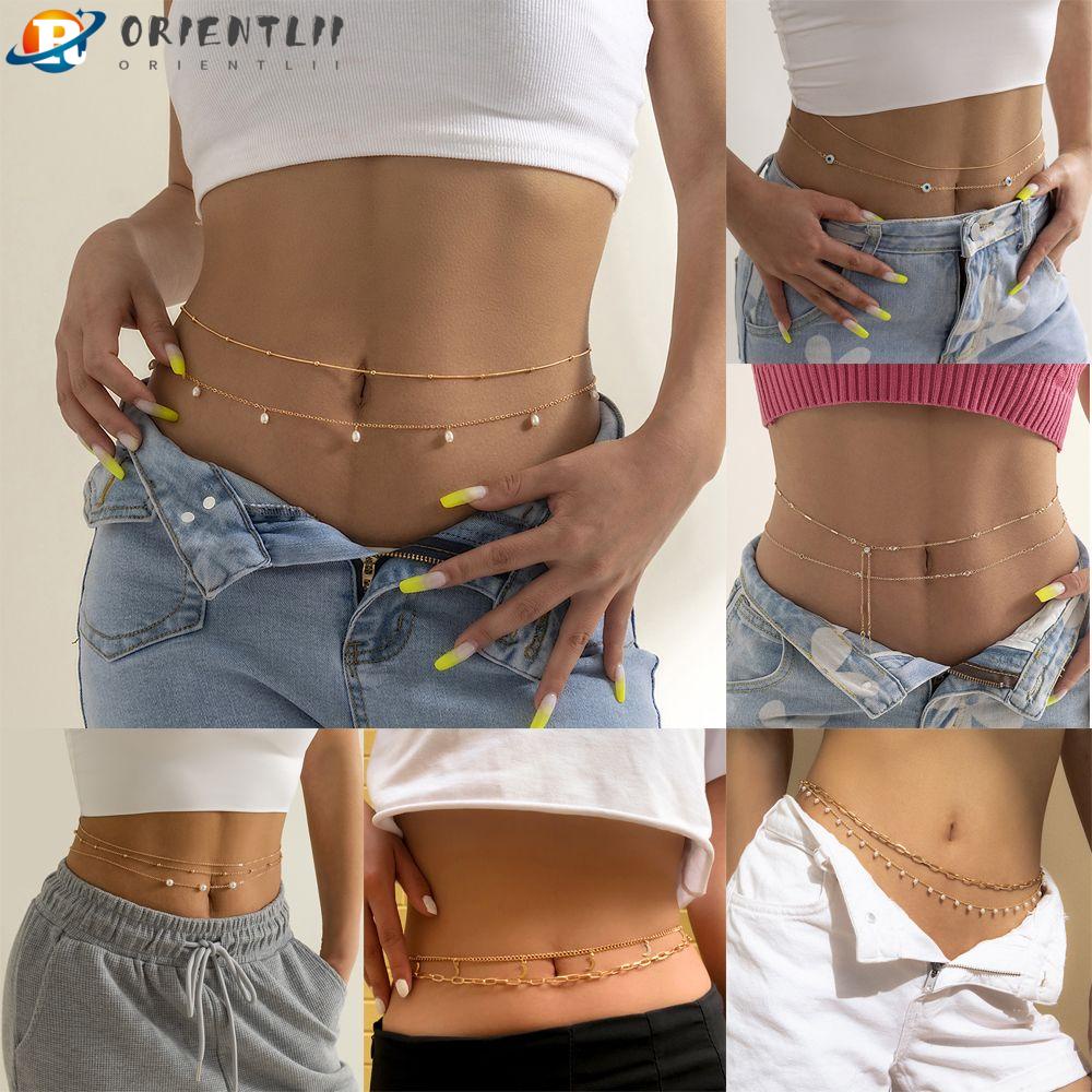 ORIENTLII Boho Waist Chain Simple Belly Chains Summer Beach Body Accessories