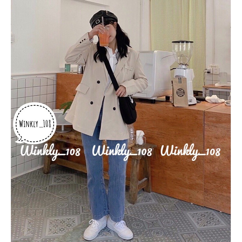 [Ảnh thật] Áo khoác blazer form rộng 2 lớp phong cách Âu Mỹ