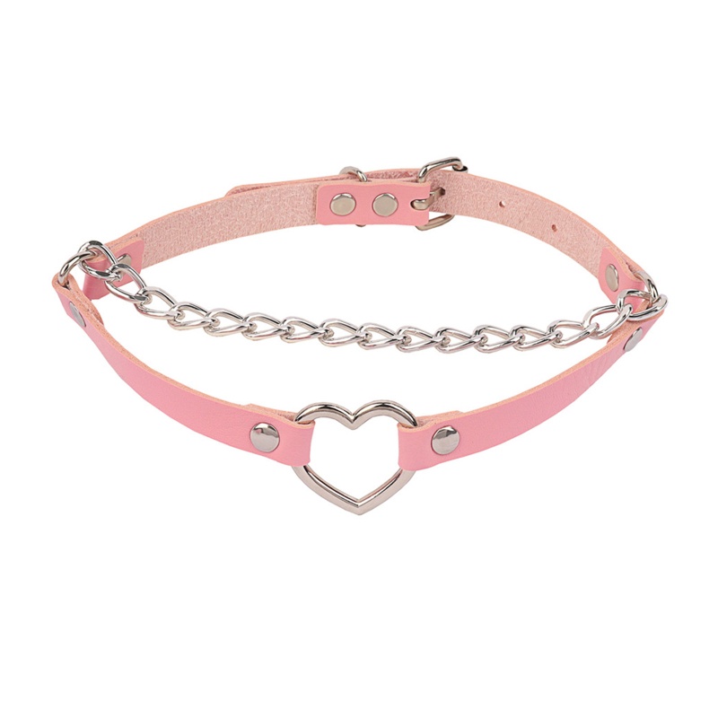 Vòng Cổ Choker Da Pu Mặt Trái Tim Phong Cách Punk Gothic Punk Cá Tính Dành Cho Nam Và Nữ YOUYO