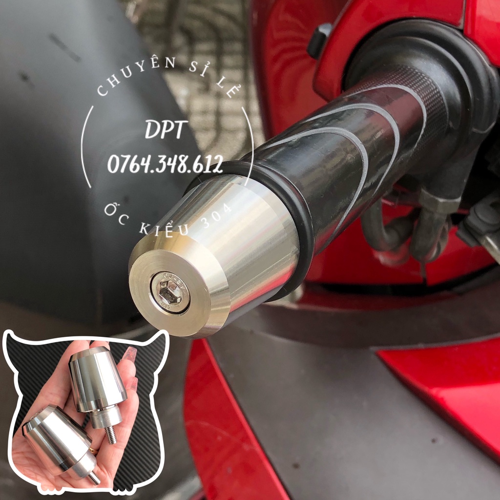 Gù tay lái kiểu SH-Cặp gù chống rung nguyên khối Inox 304 gắn cho tất cả các dòng xe (gồm nhôm đóng và ốc)