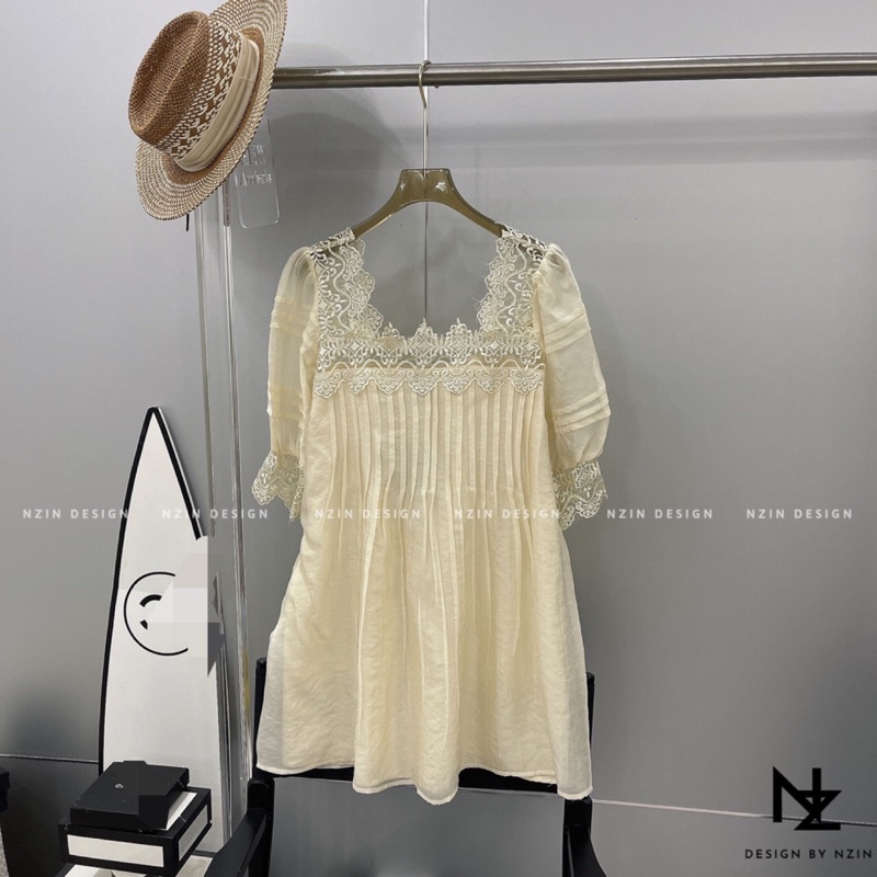 Váy tơ pha ren dáng babydoll