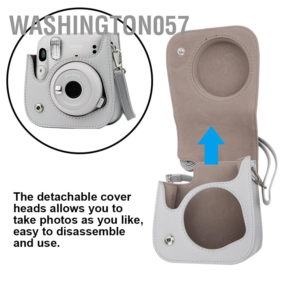 Washington057 PU Retro Camera Bag Cover Storage Pouch with Shoulder Strap for Instant mini11