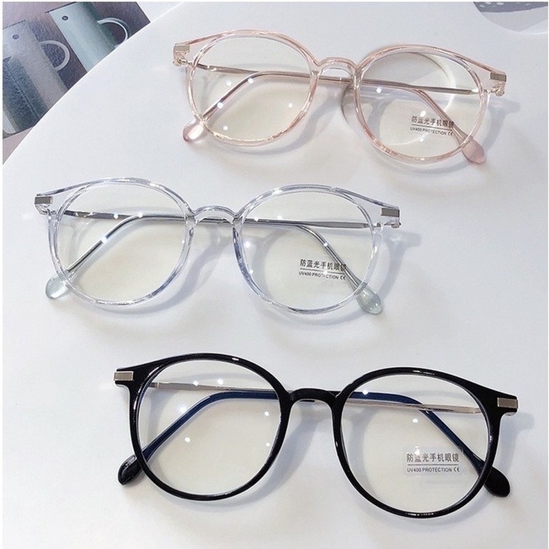 Mắt Kính Gọng Tròn Bằng Kim Loại Chống Bức Xạ Phong Cách Cổ Điển Thời Trang Unisex