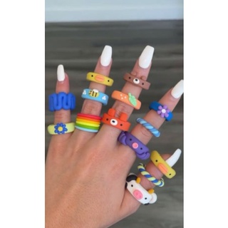Nhẫn Đất Sét Handmade Nhiều Màu Mùa Hè