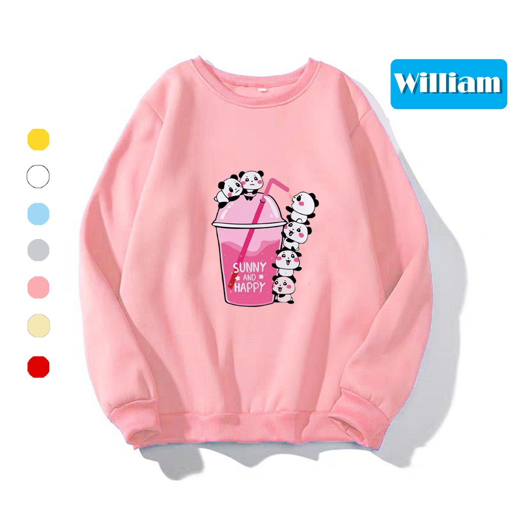Áo Sweater chui đầu nam nữ dễ thương William DS91 - Chất liệu nỉ ngoại mềm mịn, giữ ấm tốt