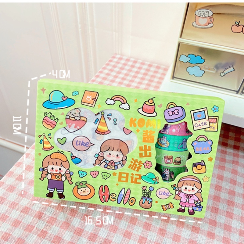 Set Băng Keo Dán Họa Tiết Hoạt Hình Sáng Tạo Trang Trí Thủ Công