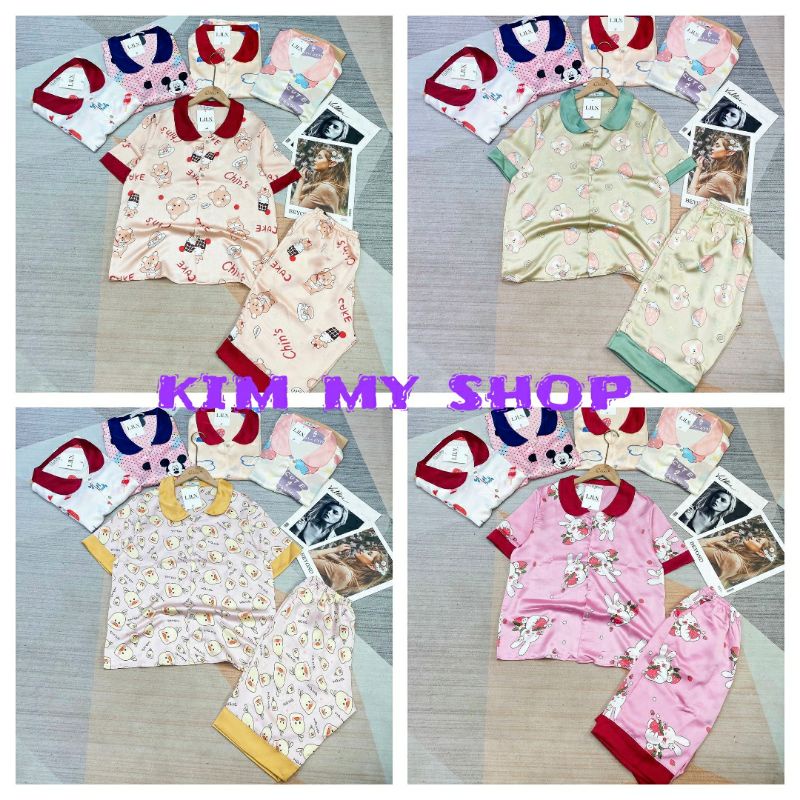 ĐỒ BỘ 💗 PIZAMA LATIN SATIN -Lửng cổ sen Latin Satin sz 40-60 nhiều hình hoạt hình dễ thương gấu mèo KITTY trái dâu
