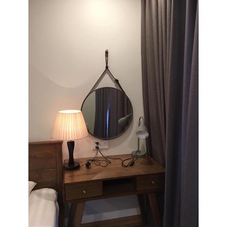 Gương tròn viền da