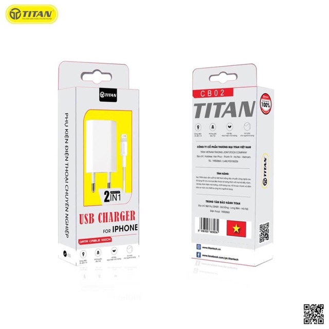 Củ cáp Sạc combo iphone Titan-CB02