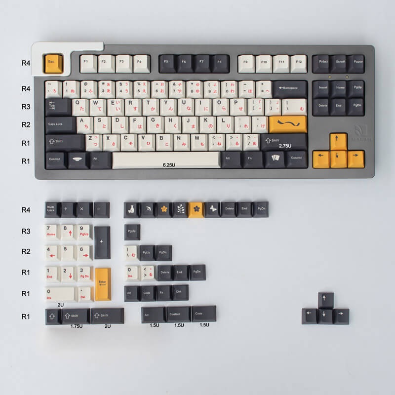 Keycap gmk Matsu Cherry profile in dyesub 136 nút cho bàn phím cơ layout 61/64/68/75/84/87/96/980/100/104/108