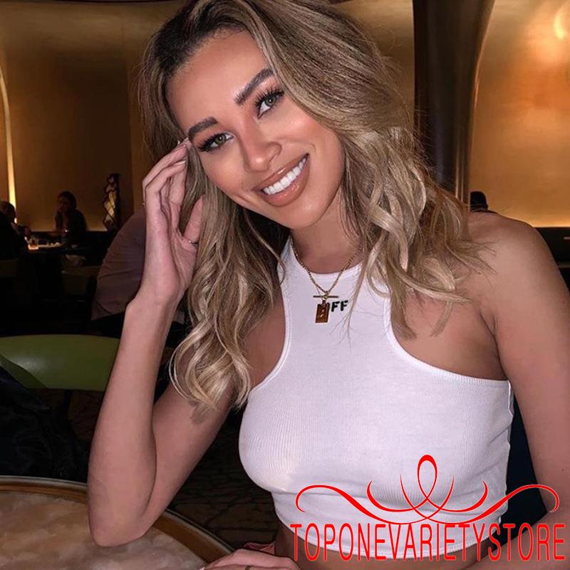 Áo Croptop Nữ Không Tay In Chữ Thời Trang