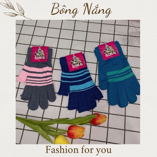 Găng tay len nữ chống nắng giữ ấm tốt, bao tay Việt Nam cắt 2, cắt 5, nguyên ngón hàng chất lượng cao