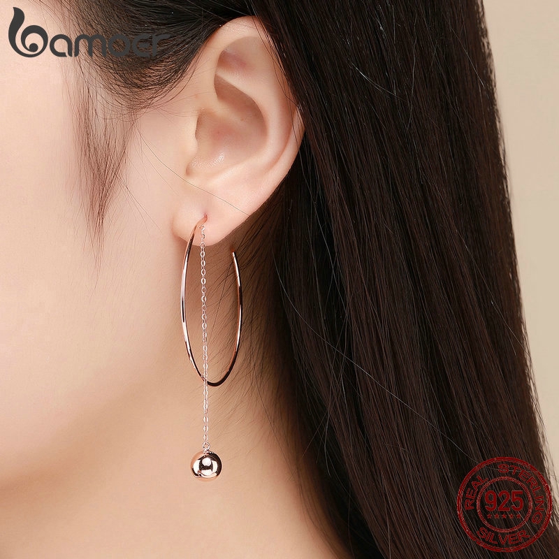 BAMOER Bông Tai TròN 100% BạC 925 Cho Nữ