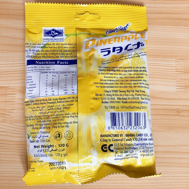 kẹo vi dứa muôi ( trái thơm ) thái lan 120 gram date 2021 | BigBuy360 - bigbuy360.vn