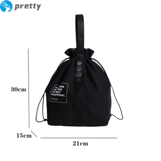 Túi đựng hộp cơm trưa bằng vải canvas cách nhiệt chống thấm nước màu đen/vàng phong cách Nhật Bản