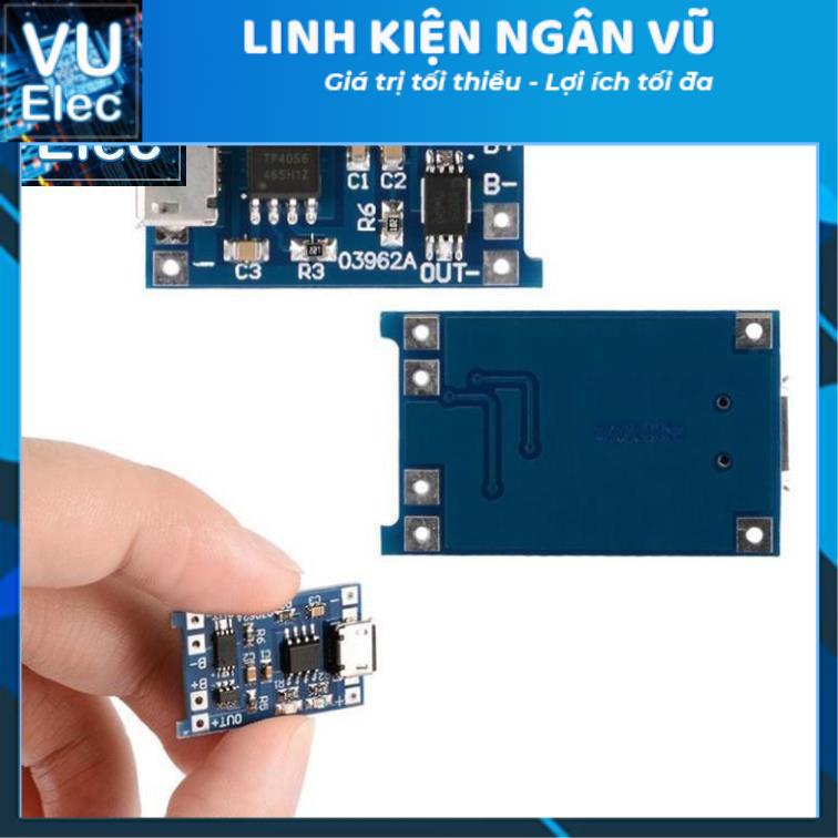 Mạch Sạc Pin 18650 TP4056 1A MiniUSB có bảo vệ V2