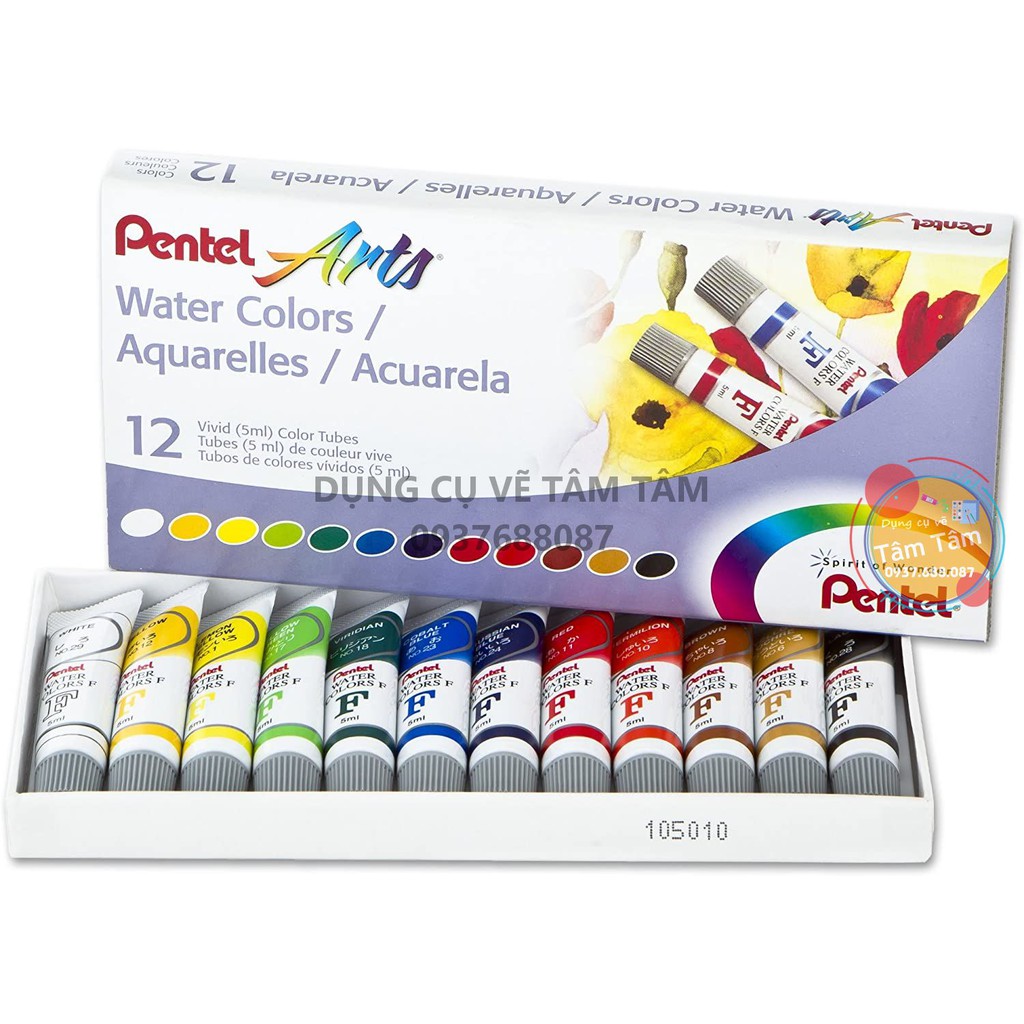 [ TÂM TÂM ]-Màu nước Pentel 12/18/24 màu, Water color pentel 12/18/24 màu-
