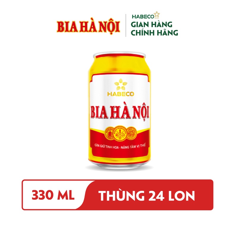 [Mã FMCGMALL -8% đơn 250K] Thùng 24 lon Bia Hà Nội - HABECO (330ml/lon) - Phiên bản Tết