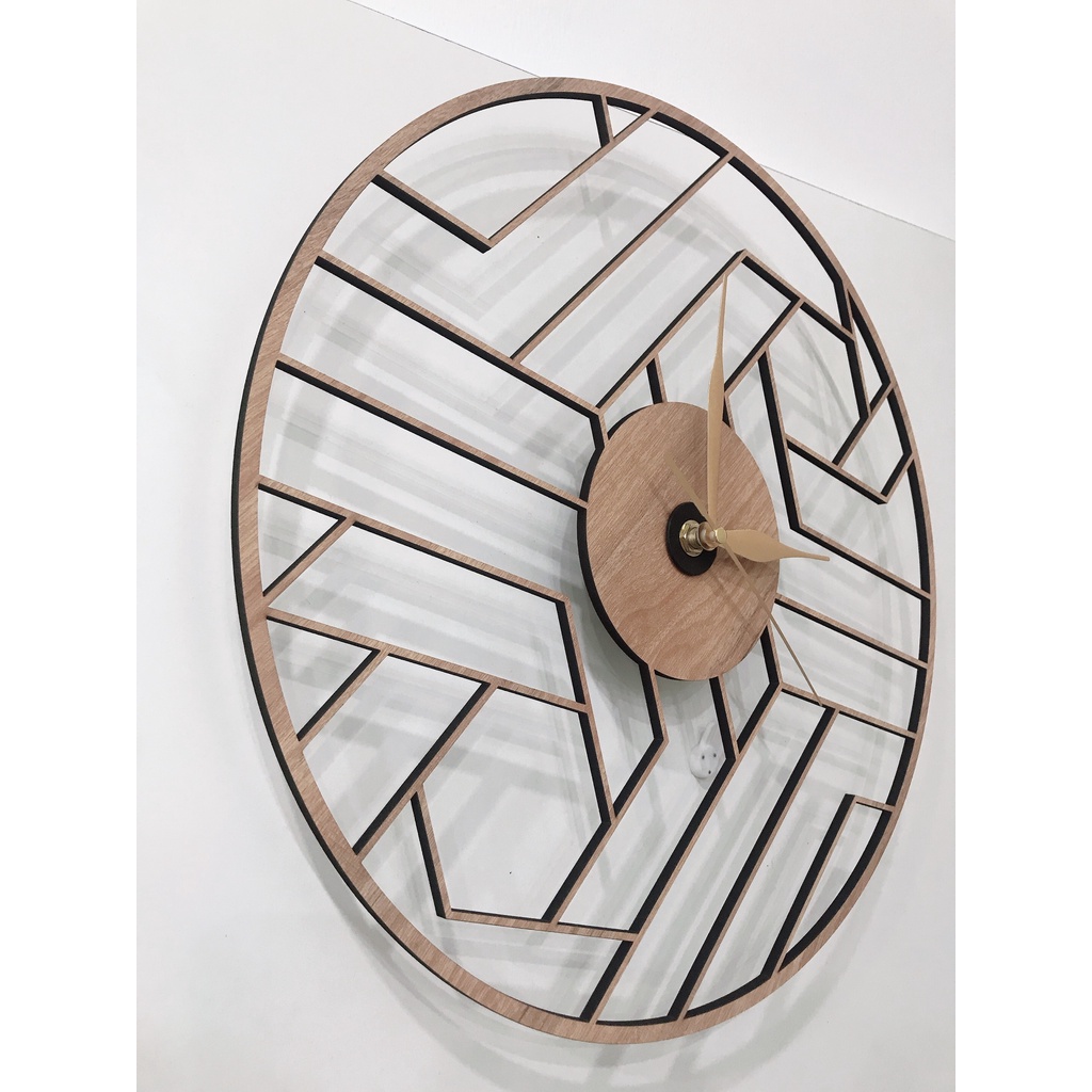 Đồng Hồ Treo Tường CNC Geometric Wood Vân Gỗ Bóng Thiết Kế Tối Giản Dễ Sử Dụng THE MONOMI - C037W